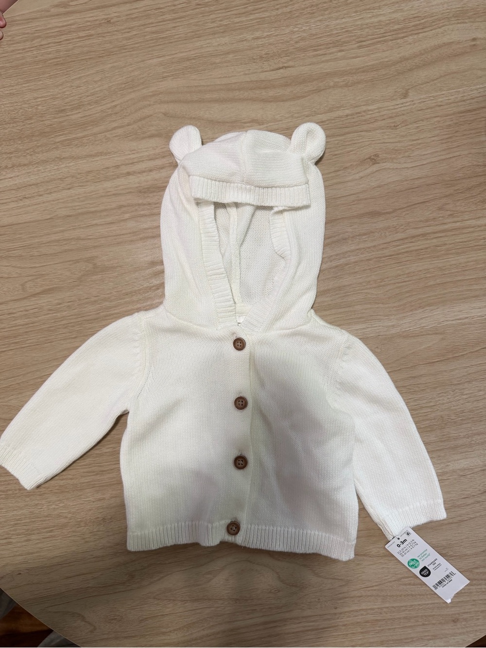 child of mine Cream Hooded Knit Cardigan with Bear Ears